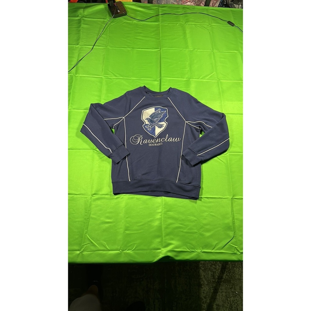 Harry Potter Ravenclaw Hogwarts Crest Sweatshirt Navy Blue White Piping Size S